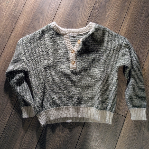 Blu Pepper Sweaters - Blu Pepper Cream and Gray Knit Cardigan